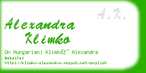 alexandra klimko business card